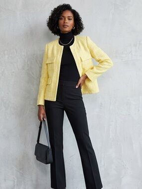 Cynthia Rowley Yellow Tweed Bouclé Blazer Jacket